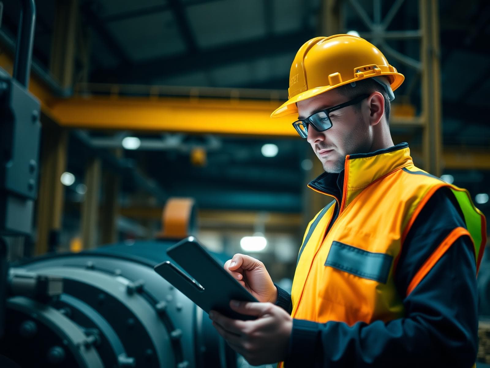 Technicien réalisant un contrôle VGP sur un équipement industriel